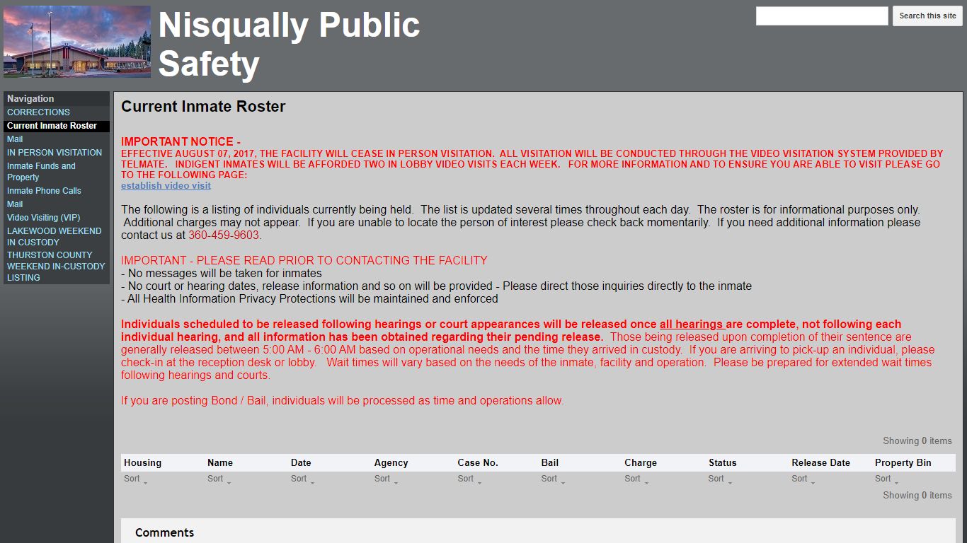 Current Inmate Roster - Nisqually Public Safety